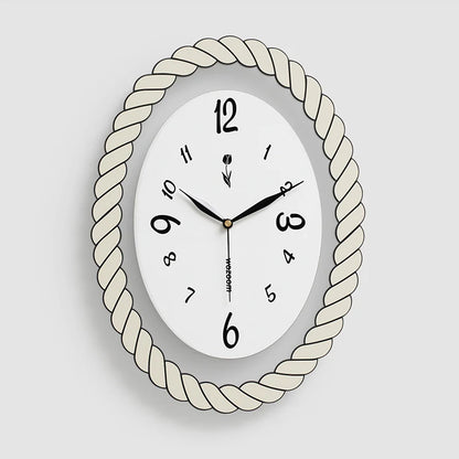 Oval Silent Wall Clock – Rope Frame (Non-Ticking)