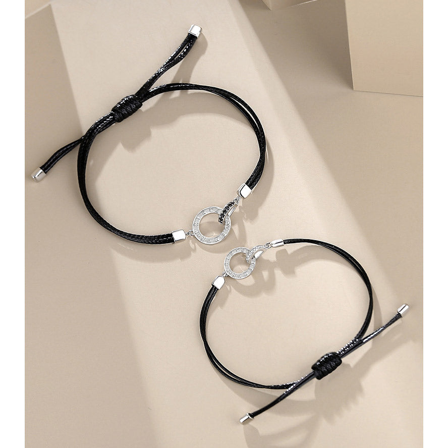Interlocking Rings Engraved Promise Bracelets