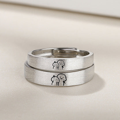 Custom Cute Couple Promise Rings Set for Two