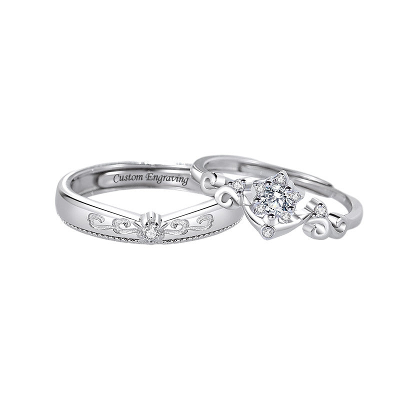 Matching Zirconium Couple Rings Set - Adjustable Size