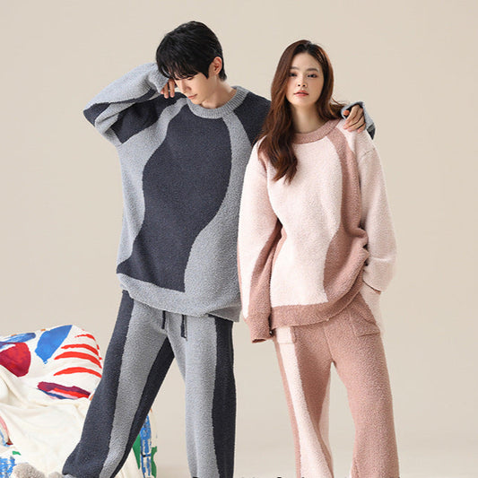 4-Piece Warm Pajamas/Loungewear Set for Couples