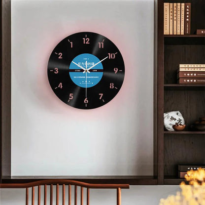 Reverse Vinyl Record Silent Wall Clock — 12" Retro