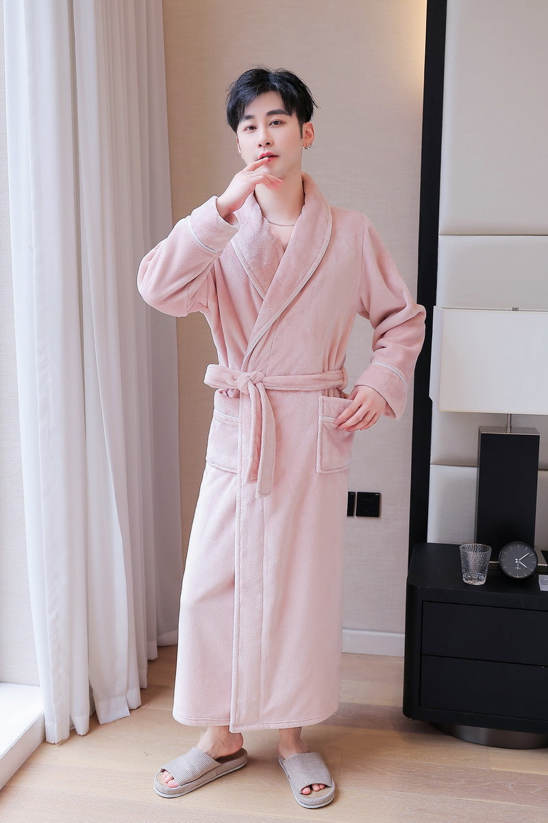 2-Piece Thickened Flannel Long Robes for Couples