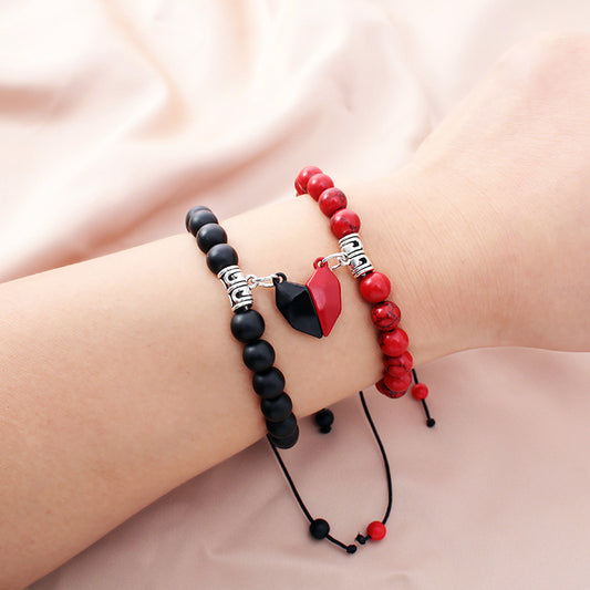 Magnetic Hearts Beads Couple Bracelets Set