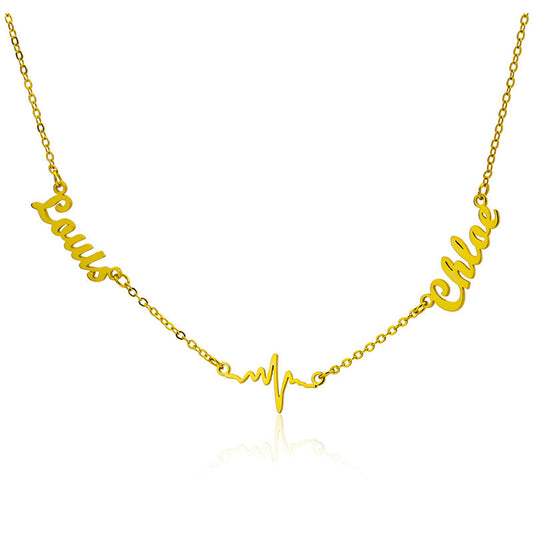 Custom Heartbeat Multiple Names Necklace