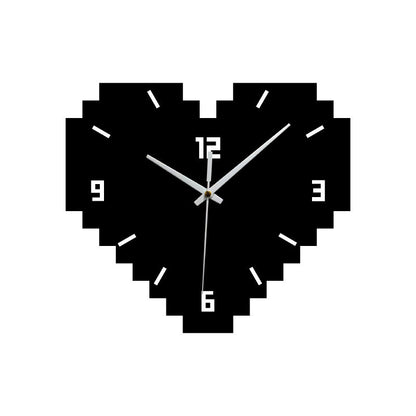 Hearts Shaped Creative Silent Wall Décor Clock – Pixelated Heart Design