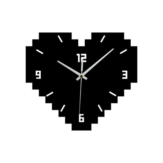 Hearts Shaped Creative Silent Wall Décor Clock – Pixelated Heart Design