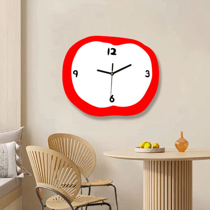 Odd Apple Shaped Silent Wall Décor Clock – Playful & Whimsical Design