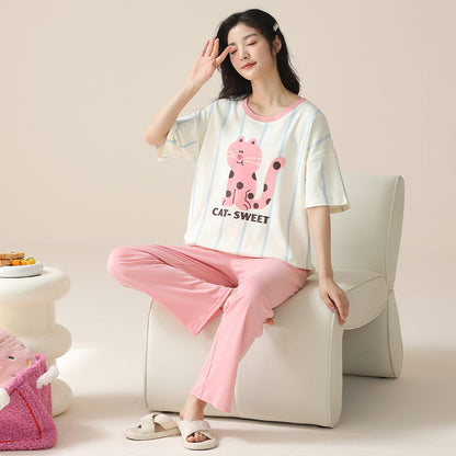 Cute Cat Soft Cotton Pajamas for Women