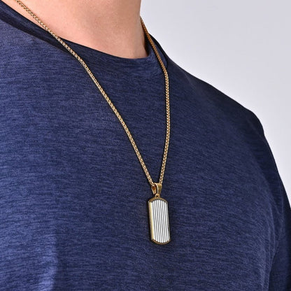 Engravable Vintage Vertical Pendant Mens Necklace