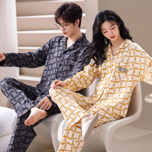 Long Sleeve 4-Piece Matching Pajamas Set 100% Cotton