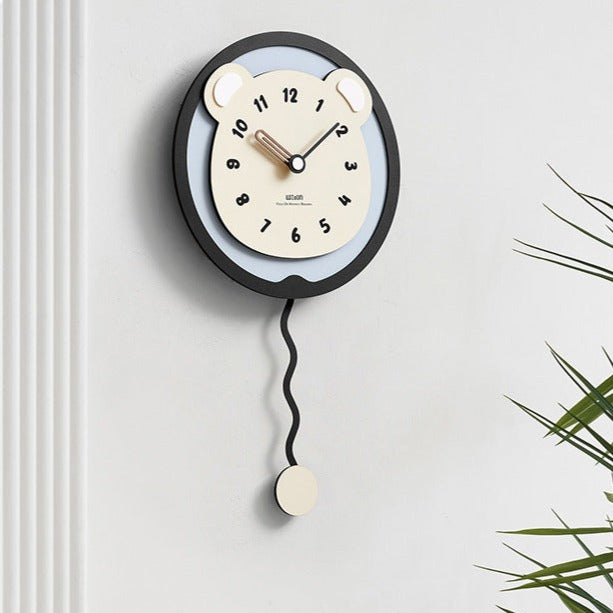 Beautiful Bear Pendulum Silent Clock for Kids Bedroom