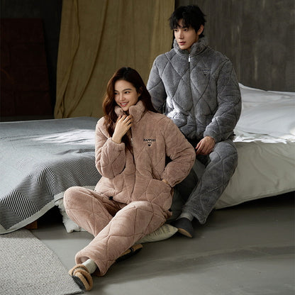 Ultra Warm Poyester Winter Pajamas Set for Couples