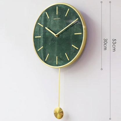 Natural Marble Pendulum Silent Wall Clock (14")