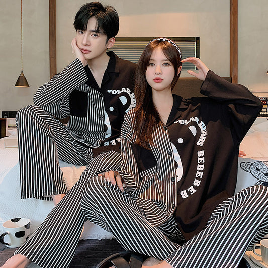Matching Bear Couples Breathable Cotton Pajamas Set