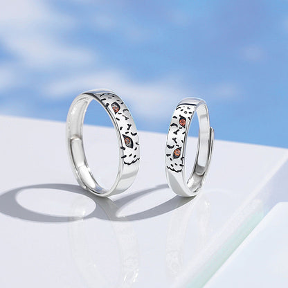 Engraved Matching Tiger Rings Set His and Hers