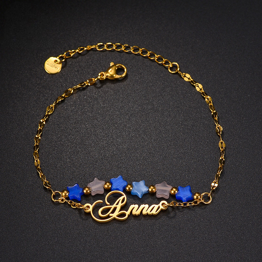 Personalized Beaded Stars Name Bracelet