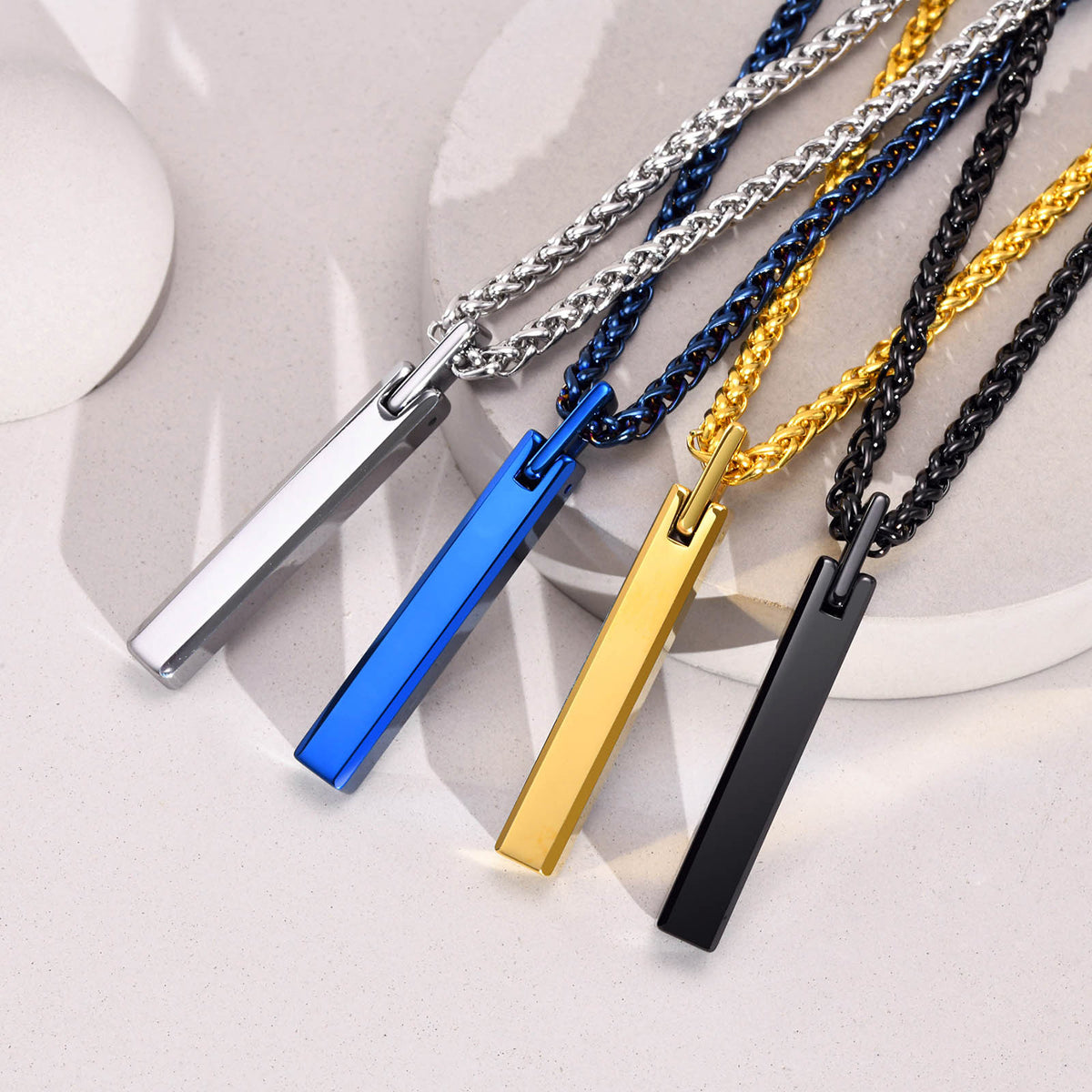 Custom Engraved Vertical Bar Necklace for Men