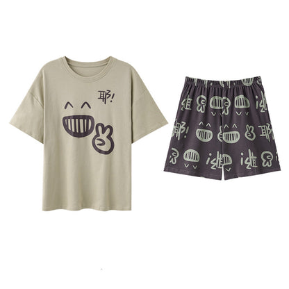 Expressive Graphic Couple's Pajama Set | Pure Cotton Comfort