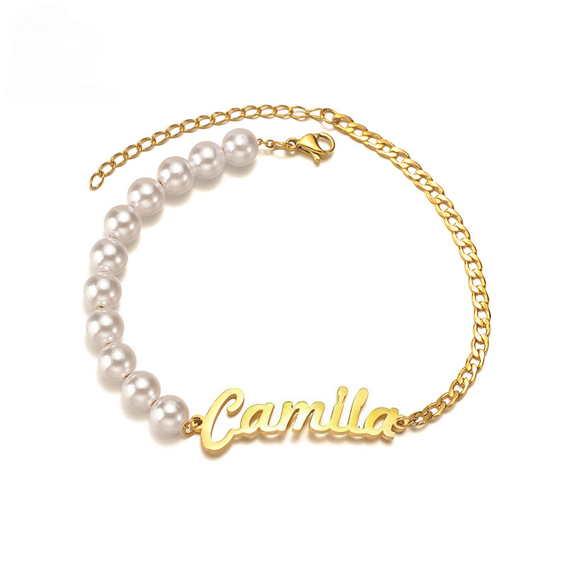 Pearls Chain Custom Name Bracelet