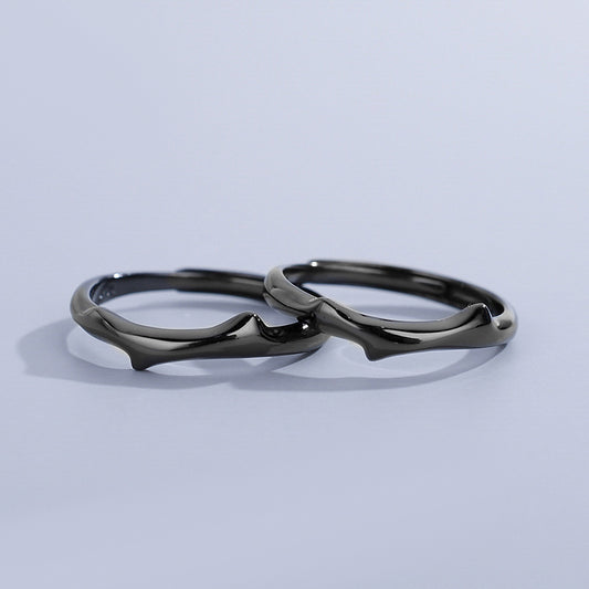 Custom Matching Couple Promise Rings Set Black