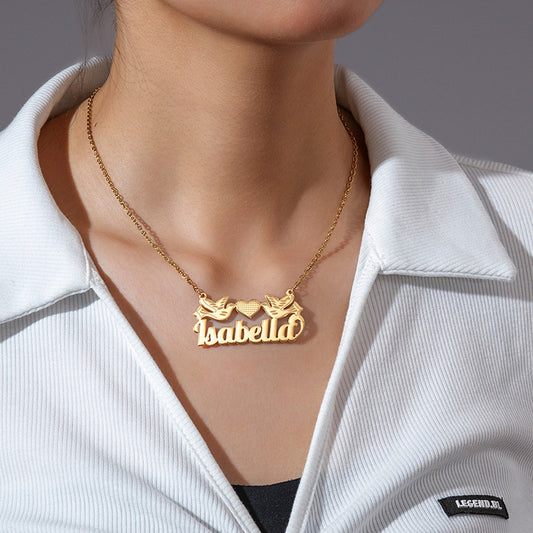 Love Birds Personal Name Necklace