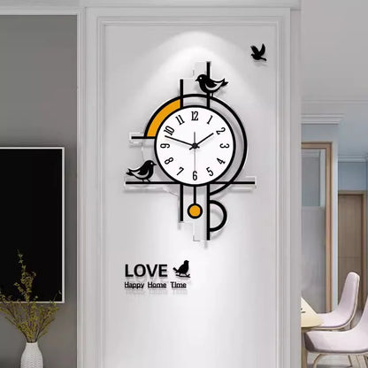 Silent Wall Clock – Birds Décor, 30×45 cm Modern