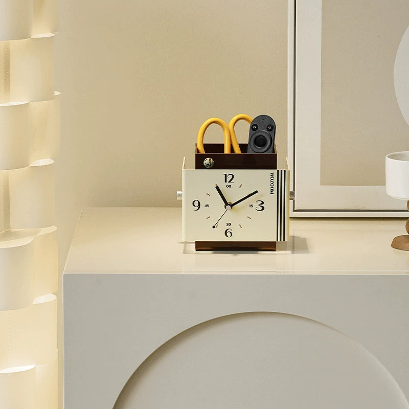 Silent Acrylic Desk Clock with Integrated Storage