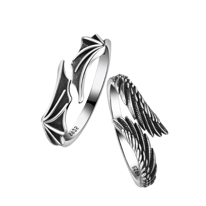 Angel and Devil Matching Rings Set for Couples Gullei.com