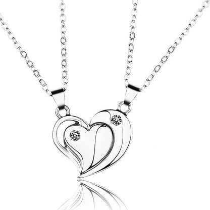 Engravable Magnetic Half Hearts Couple Necklaces Set