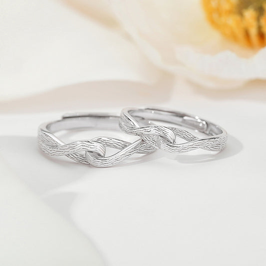 Matching Love Knot Rings Set for Couples