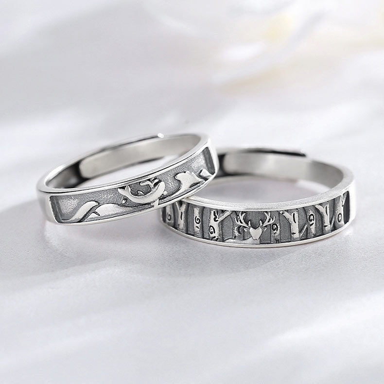 Engraved Wedding Filigree Rings Set for Him and Her