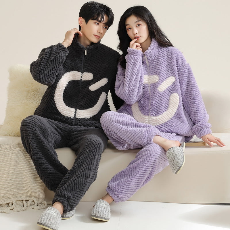 Couple Matching Nightwear Pajamas Set Pure Flannel