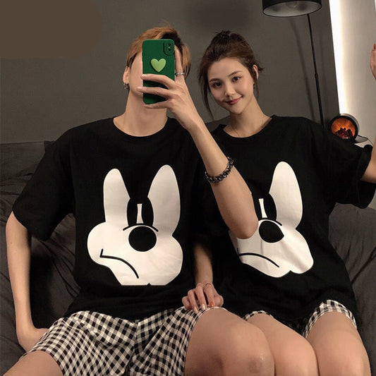 Cartoon Women and Men Summer Sleepwear 100% Cotton