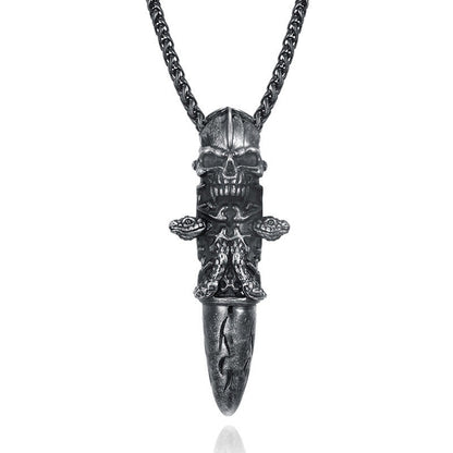 Vintage Skull Bullet Pendant Necklace