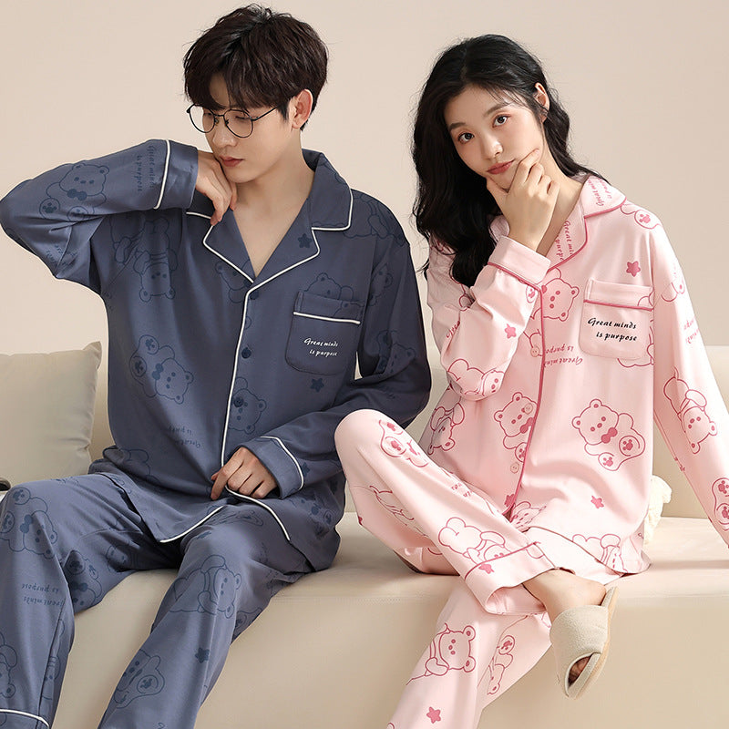 Cozy Pure Cotton Couple Pajamas Set