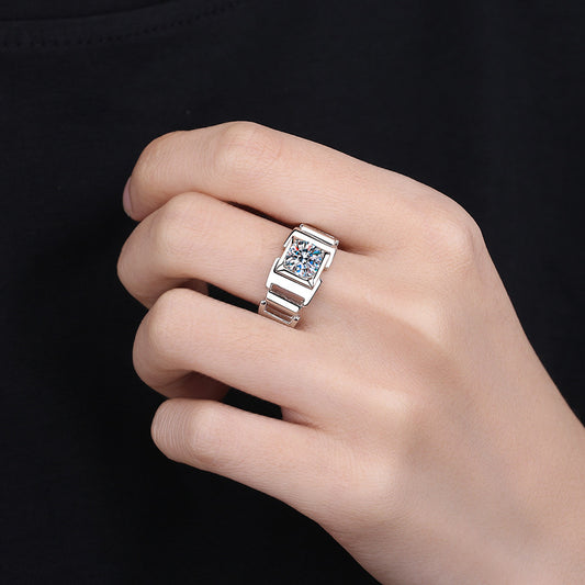 Engraved 1 Carat Moissanite Engagement Ring for Men