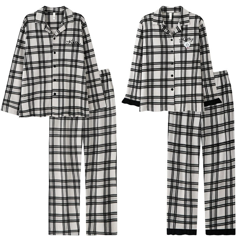 Classic Plaid Natural Cotton Couple Pajamas