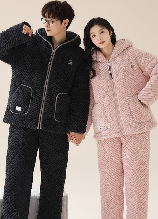 Matching Couple Pajamas Loungewear Winter Flannel Set