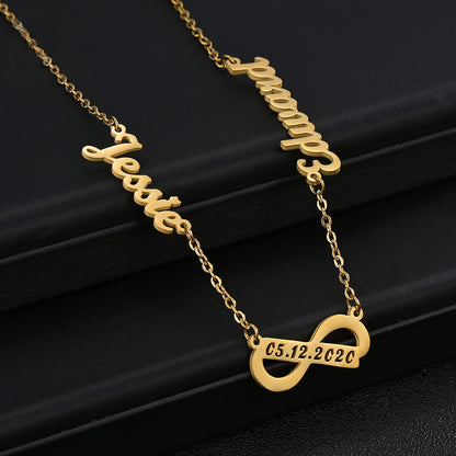 Infinity Sign Couples Name Necklace