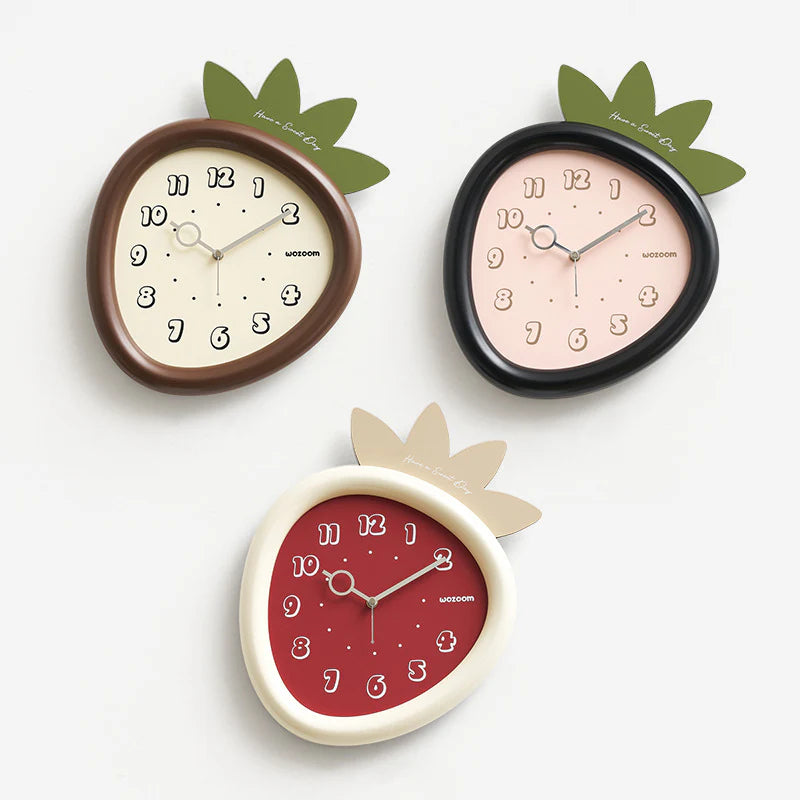 Strawberry Kids Silent Wall Clock – Cute Non-Ticking
