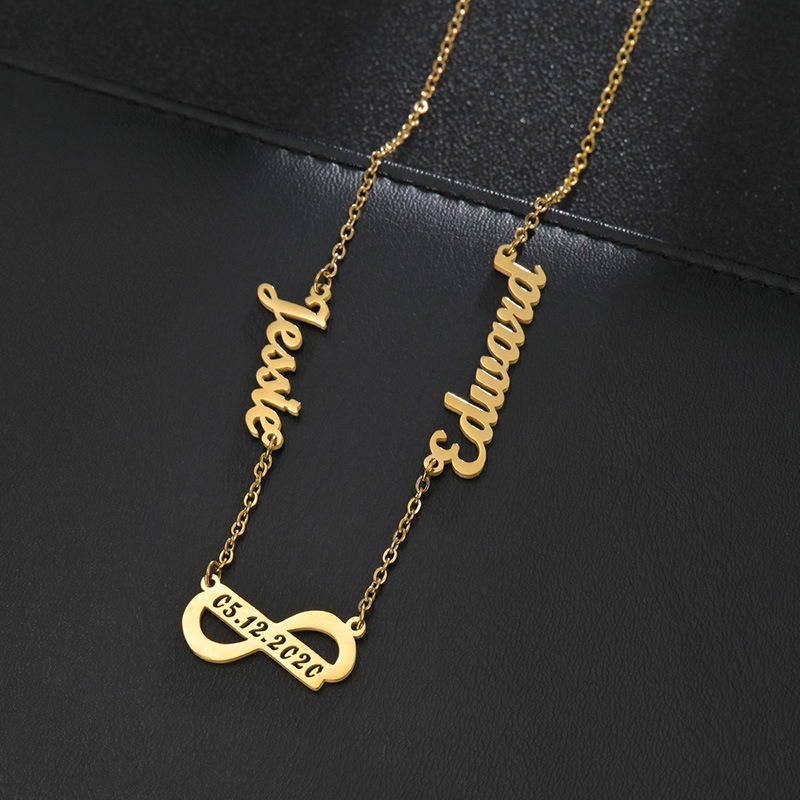 Infinity Sign Couples Name Necklace