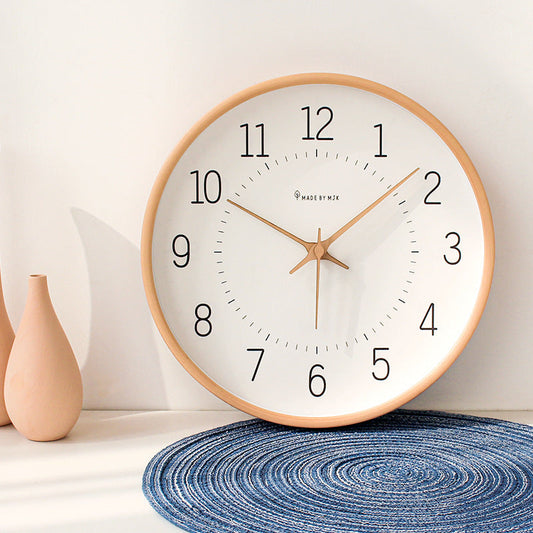 Japanese Minimalist Silent Wall Clock – 12" Solid Wood