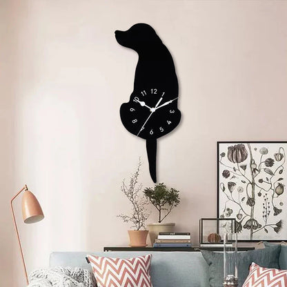 Hanging Dog Tail Silent Pendulum Wall Clock – Playful Canine Design
