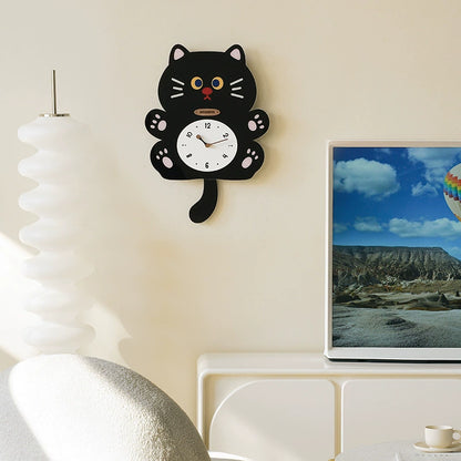 Cat-Themed Silent Wall Clock – Eco-Friendly, Artistic Design