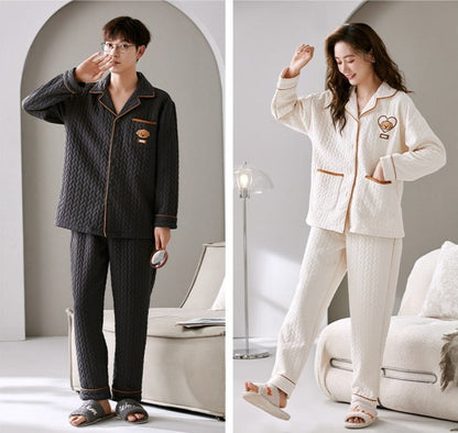 Couples Dog Design Nightwear Pajamas Set Cotton