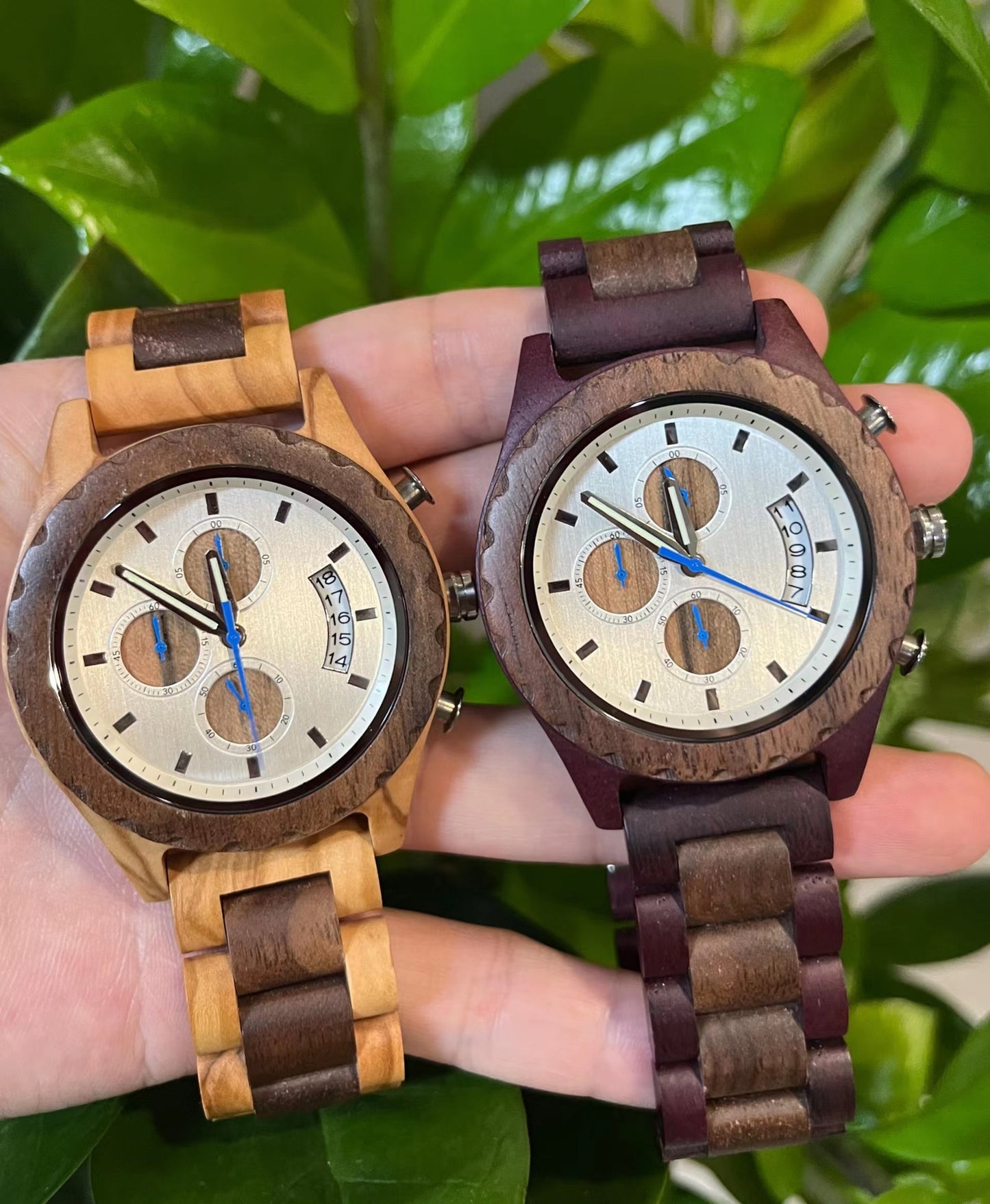 Multifunctional Matching Wood Couple Watch Set for Two