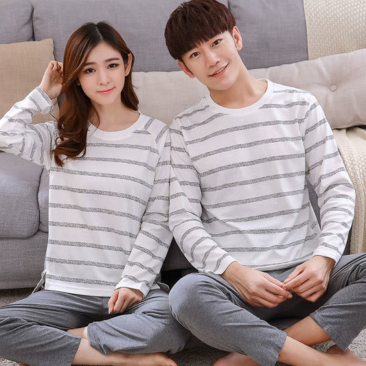 Sweetly Striped: Cute Matching Couple Pajamas