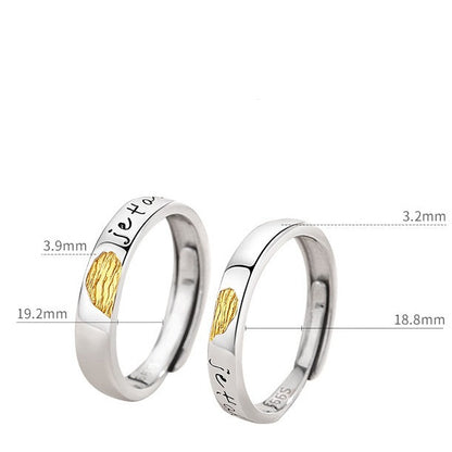 Engraved Half Hearts Rings Set for Men and Women