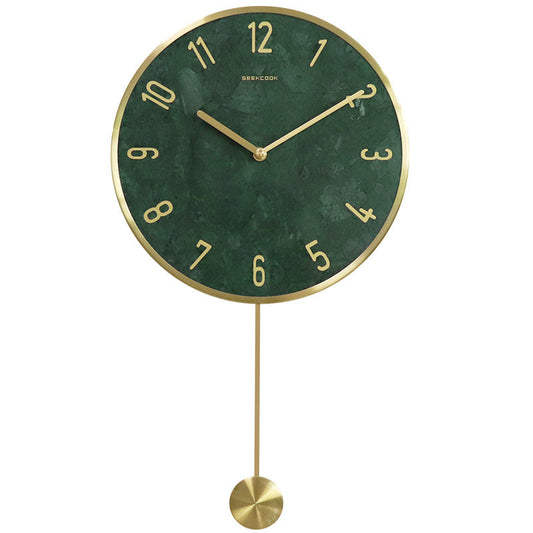 Natural Marble Pendulum Silent Wall Clock (14")